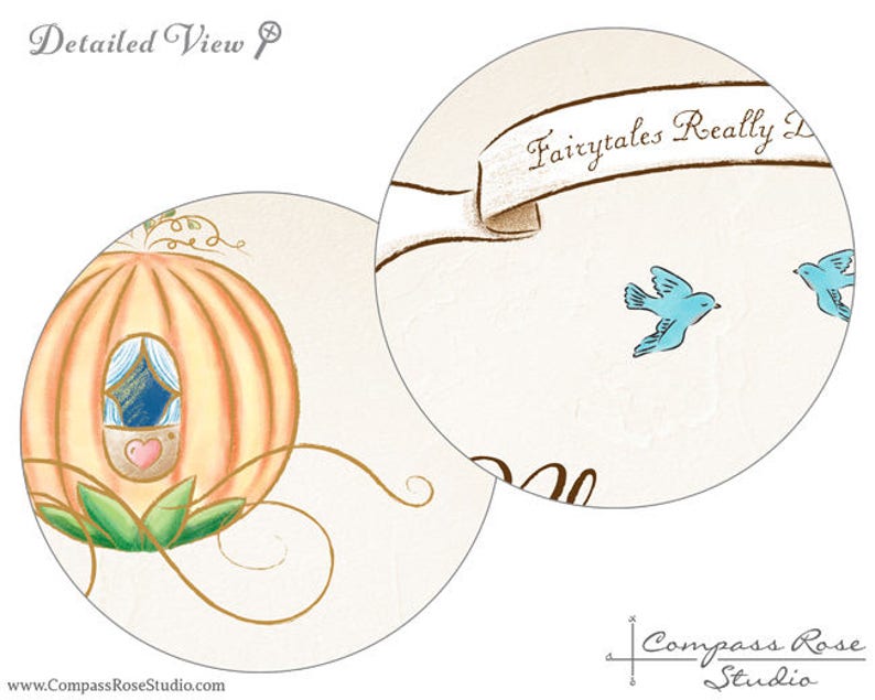 Cinderella Elopement Announcement Fairytale Wedding Cinderella Wedding Invitation Suite Watercolor and Gouache Once Upon A Time Wedding