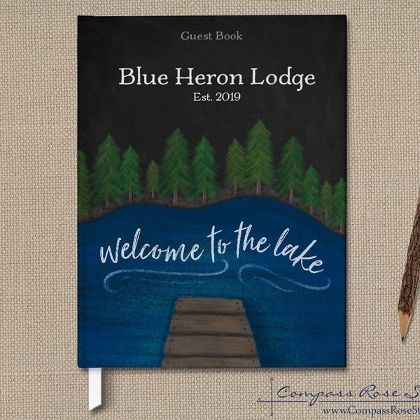 Personalized Home Guest Book, Vacation Home Guest Book, Chalkboard Lake House Guest Book, Housewarming Gift, Welcome Book, Rental Guest Book