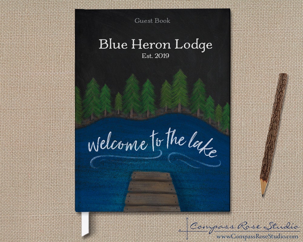 Personalized Lake House Guest Book, Custom Guest Book for Vacation Home,  Rental Home Guest Book, Leather Guest Book for Family Cabin 
