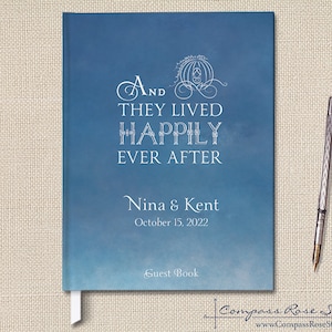 Cinderella&#39;s Carriage Watercolor Wedding Guest Book, LIMITED EDITION Colors, Fairytale Guest Book, Happily Ever After, Princess Shower Gift