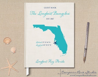 Personalized Vacation Home Guest Book, State Map Guest Book, Beach House Guest Book, Rental Property Guest Book, Housewarming, Any State