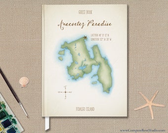 Personalized Vacation Home Guest Book, Watercolor Map Guest Book, Rental Home Guest Book, Housewarming Gift, Any Location