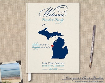 Personalized Family Vacation Home Guest Book, Lake House Guest Book, Housewarming Welcome Book, Rental Home Guest Book, Any Location