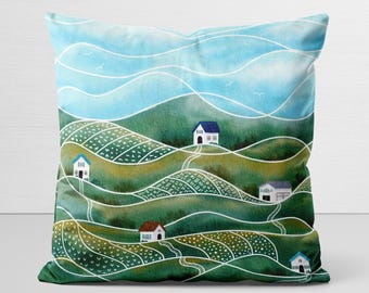 Country Charm Pillow Cover, original art, Julian, velveteen pillow case