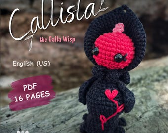 Crochet Flower Pattern PDF | Callista the Calla Wisp Amigurumi | Low Sew Fantasy Creature Crochet Pattern | Instant Download