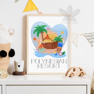 Polynesian Resort | Resort Art Print | Printable Art | Magic Kingdom | Polynesian Wall Art | Nursery Decor | Cute Wall Art | Tropical
