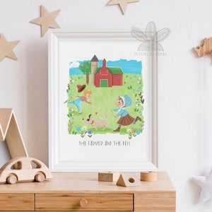 The Farmer and the Dell | Nursery Art Print | Childrens Wall Decor | Nursery Rhymes | Kids Room Decor | Mother Goose | Storybook Art | Baby