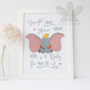 straight from heaven above dumbo quote art print nursery etsy