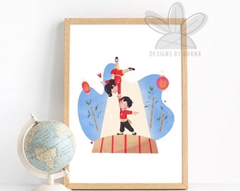China Art Print | It's a Small World, Acrobats (Digital Download)