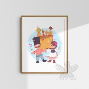 Lámina artística de Rusia / Es un mundo pequeño / Arte imprimible / Decoración infantil / Arte de mundo pequeño / Niños del mundo / Póster de viaje / Arte lindo