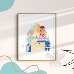 Grecia / Es un mundo pequeño / Arte imprimible / Impresión de arte infantil / Arte de ovejas lindas / Guardería de mundo pequeño / Niños del mundo / Viajes