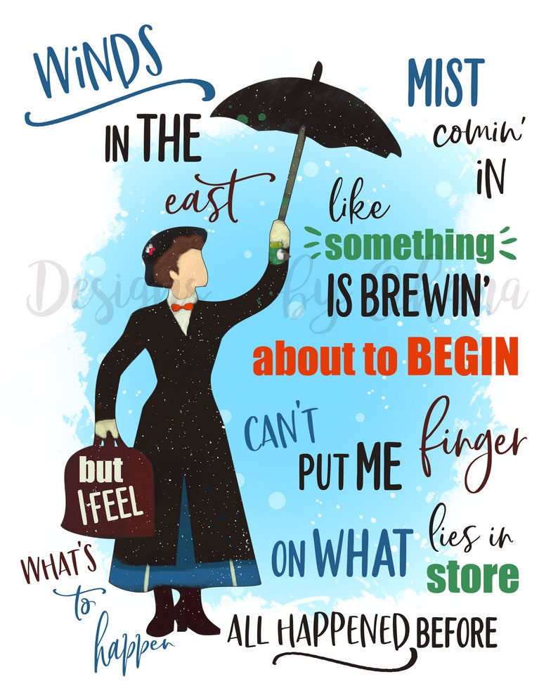 mary poppins quote winds in the east disney art print etsy