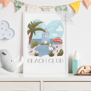Beach Club | Resort Art Print | Printable Art | Nursery Decor | Beach Club Wall Art | Epcot Resorts | Cute Wall Art | Beach Art | Tropical