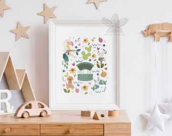 Living with the Land | Printable Art | Garden Decor | Nursery Decor | Epcot Art Print | Epcot Park | Illustrated Poster| Cute