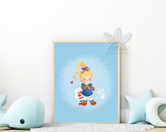 Regenboog Brite-kunstafdruk | Cartoon kinderkamerinrichting jaren 80 (digitale download)