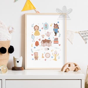 Beauty and the Beast | Printable Art | Fairytale Decor | Nursery Decor | Belle Art | Princess Nursery | Illustrated Poster | Cute