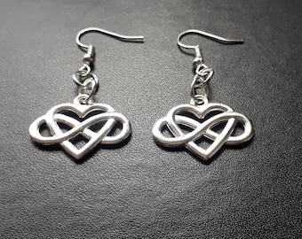 Silver Polyamory Heart Infinity Earrings: Open Relationship Jewelry