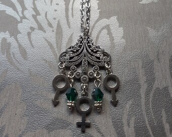 Art Nouveau Style Gender Symbol Necklace