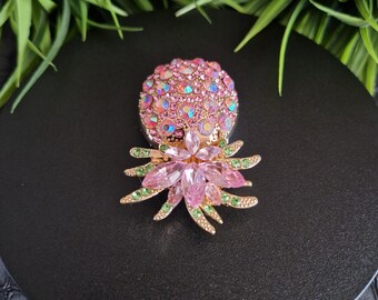 Sparkly Upside Down Pineapple Brooch ~ Flirty statement pin ~ Playful gift for her