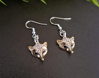 Gold Plated Rhinestone Vixen Earrings, Silver Plated Hooks (16mm x 14mm)