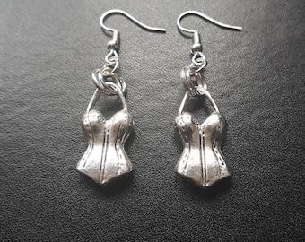 Corset earrings ~ Burlesque jewelry ~ Victorian style earrings