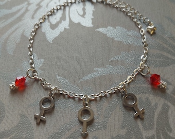 Hotwife Anklet ~ FMF Gender Symbol anklet ~ Wife share ankle Chain ~ Threesome jewellery