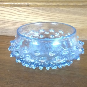 Blue Smoke Hobnail Rose Bowl