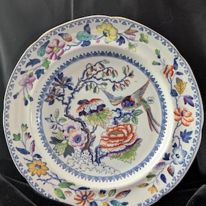 Hicks, Meigh & Johnson &quot;Flying Bird&quot; Plate 1820s. Antique Stoneware Plate. English Regency Period