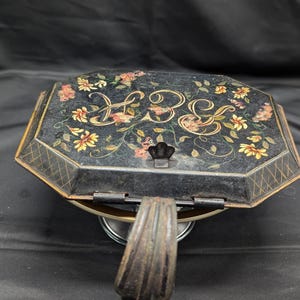 Vintage Tole Ware Silent Butler. Hand Painted Signed and Dated. Personalized.