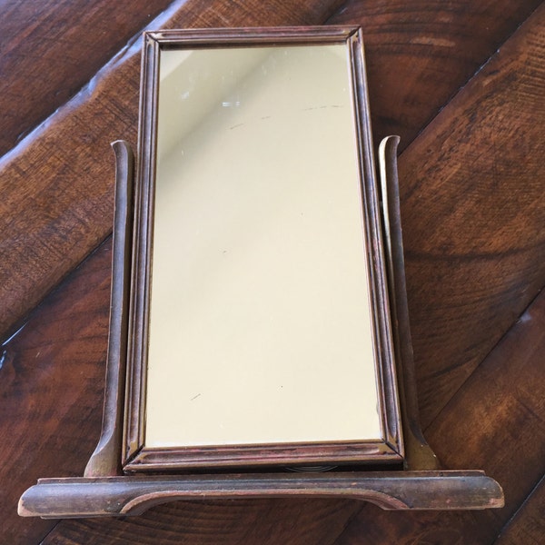 Antique Wooden Shaving / Vanity Mirror