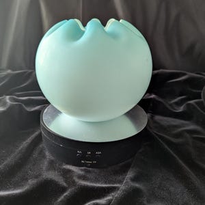 Light Blue Cased Glass Rose Bowl. Attributed to Mt. Washington Glass.