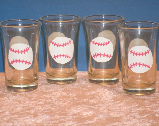 BASEBALL SHOT GLASSES, set of four