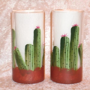 CACTUS VASE, cylinder shaped, set of two