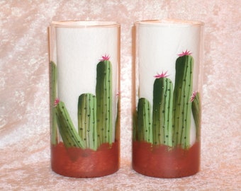 CACTUS VASE, cylinder shaped, set of two