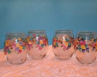 FORGET ME NOT wine glasses, stemless, set of four