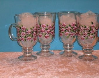 CHERRY BLOSSOM IRISH coffee mugs, set of four