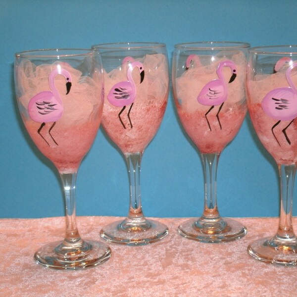 Flamingo Wine Glasses Etsy