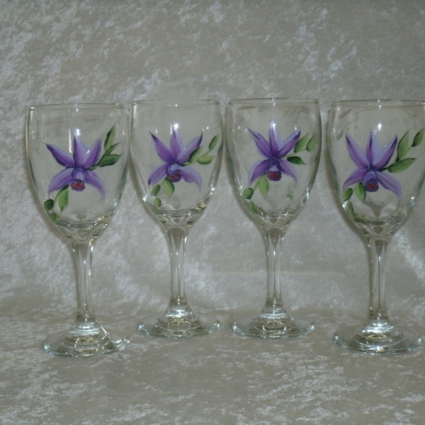 ORCHID WINE GLASSES, 10 oz. set of four