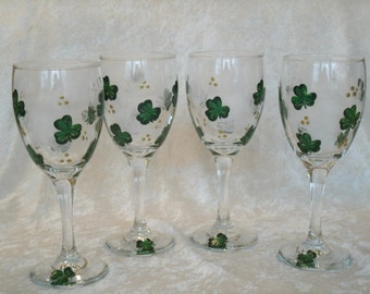 SHAMROCK WINE GLASSES set of four