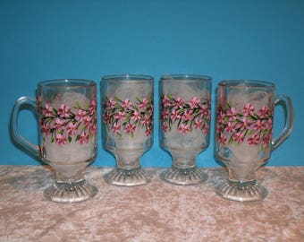 CHERRY BLOSSOM irish coffee mugs, set of four