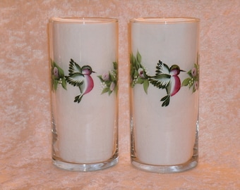 HUMMINGBIRD VASES, cyllinder, set of two