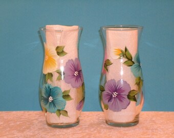 PANSY VASES, MULTICOLORED, set of two