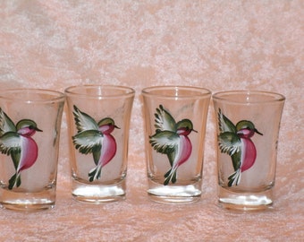 HUMMINGBIRD SHOT GLASSES, set of four