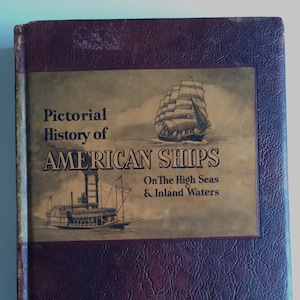 American Ships On The High Seas & Inland Waters Nautical Vintage Leather book 1953