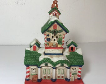 Spode christmas tree village train station cookie jar