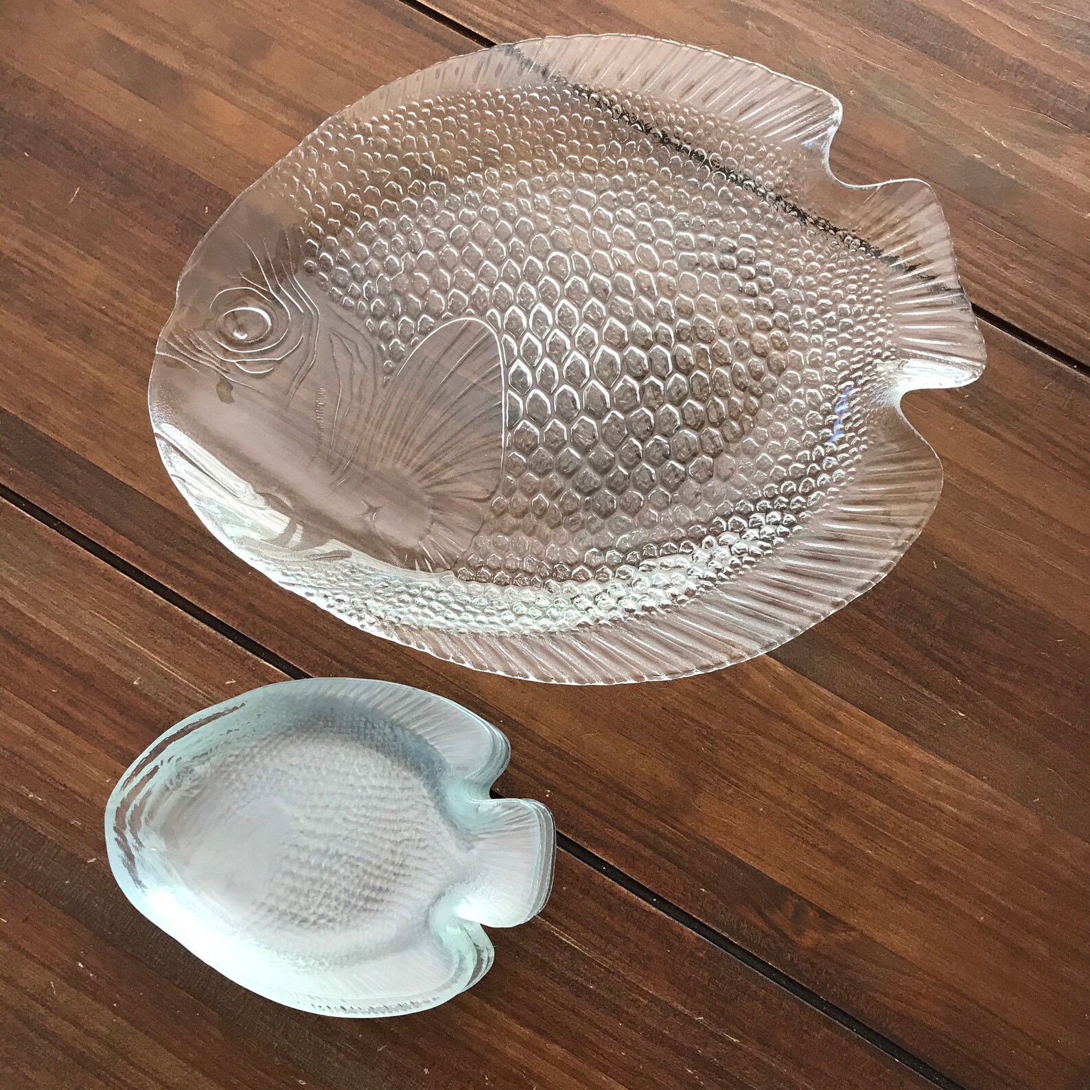 Glass Fish Serving Platter With Seven Small Fish Plates Etsy
