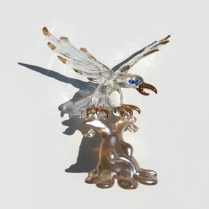 Crystal Parrot Figurine, open gold plated wing tips and beak