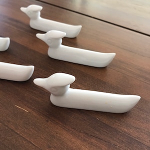 Duck Knife Rests, set of 6 Vintage 1970s white porcelain place setting