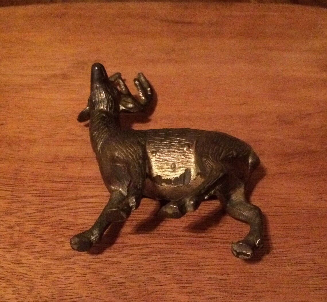 Vintage Solid Brass Christmas Reindeer Brass Deer Christmas Etsy