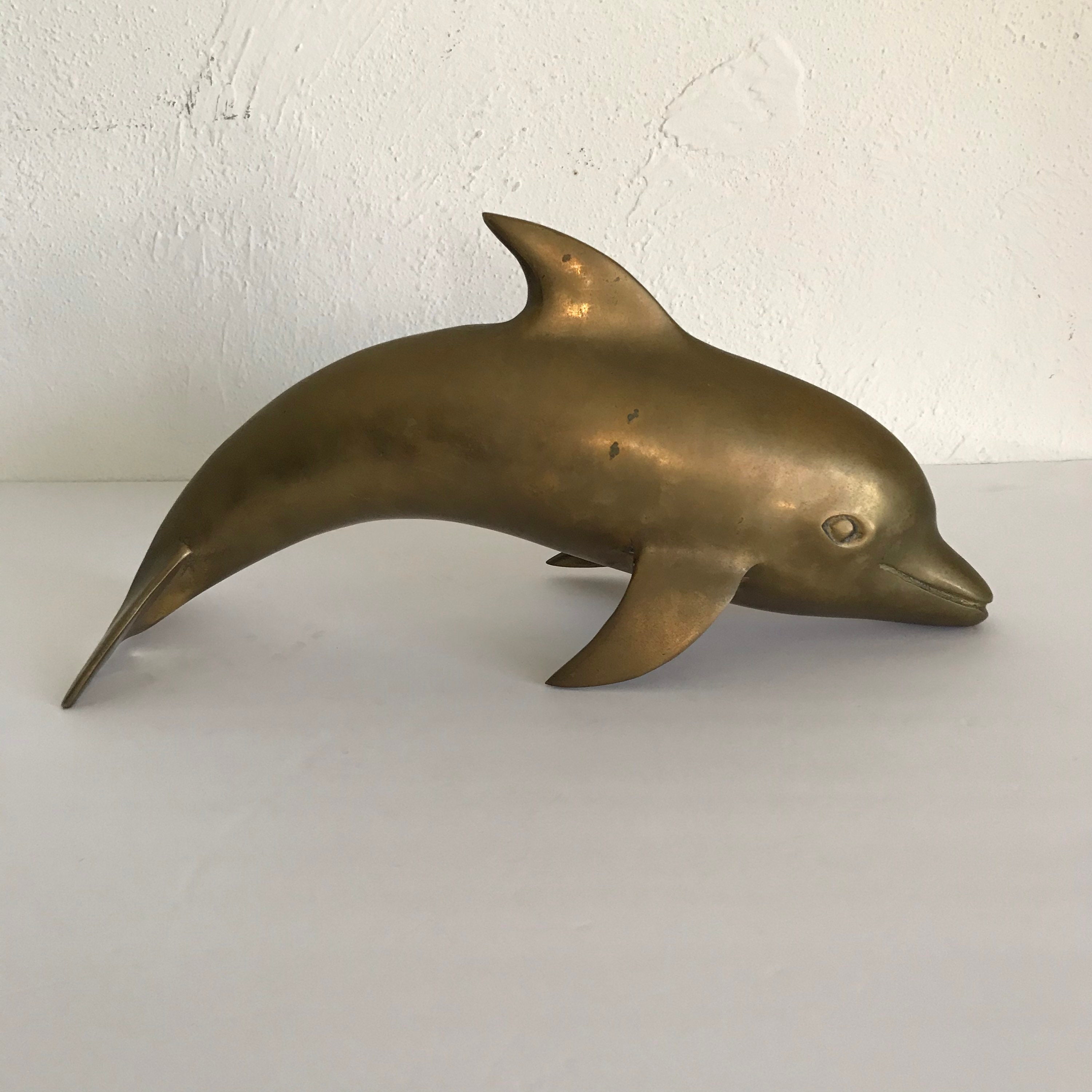 Large Brass Dolphin MCM vintage statue nautical coastal | Etsy